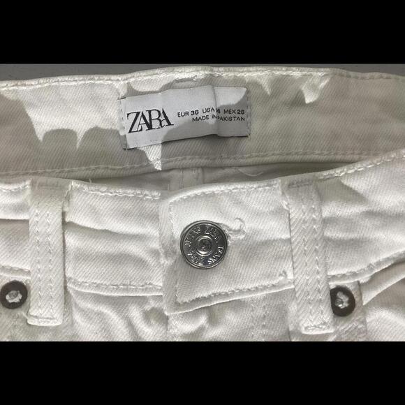 Stylish Zara White Bootcut Women's Jeans Size 4 Raw Hem - Picture 13 of 14